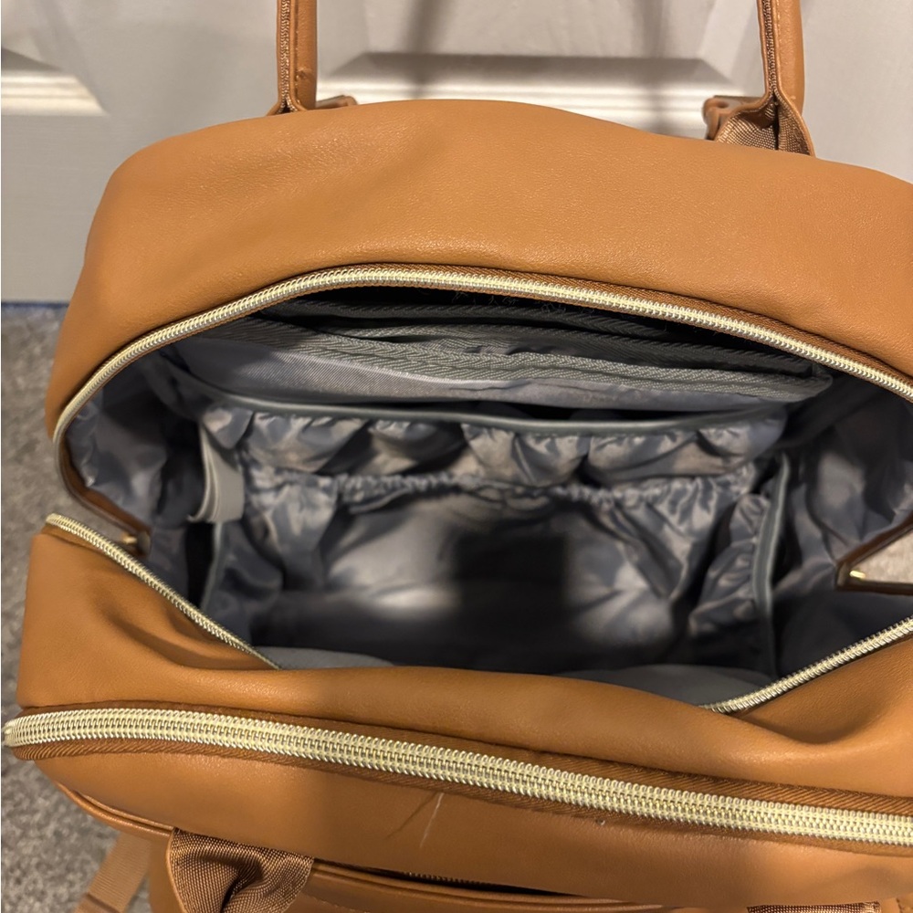 BabbleRoo Leather Diaper Bag Backpack leather brown - Picture 3 of 10